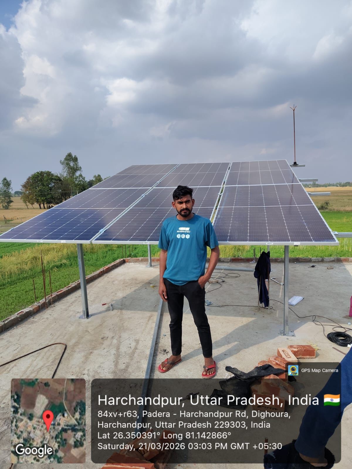 Rooftop solar installation in Harchandpur, Uttar Pradesh